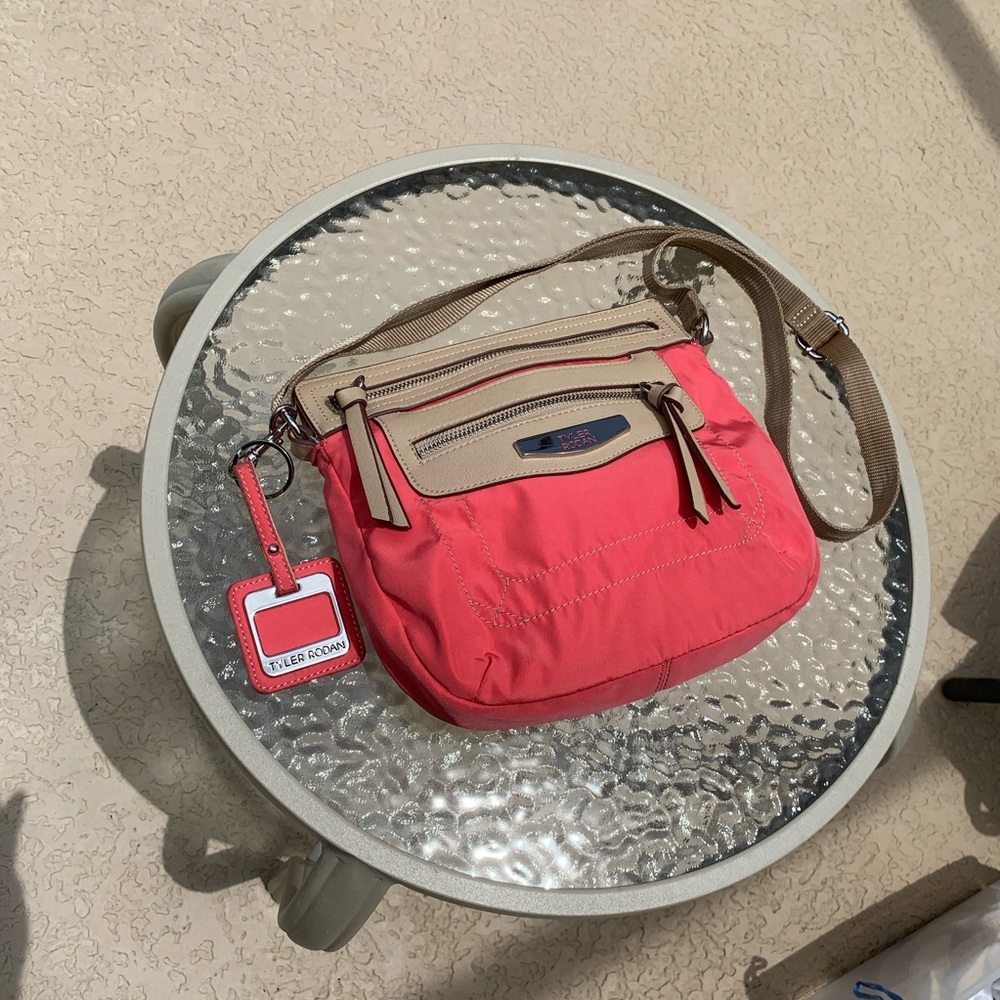 Tyler Rodan pink with leather trim crossbody bag